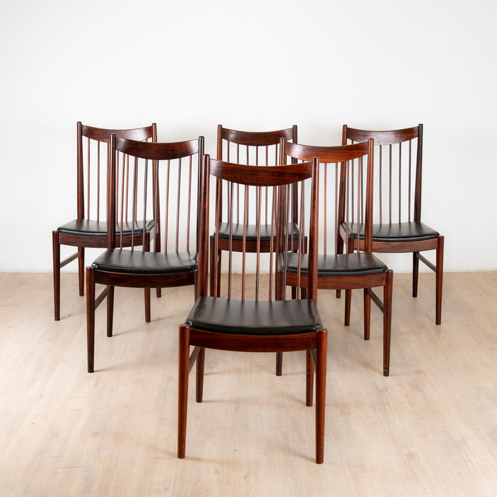 6 chaises en palissandre, Arne Vodder, Sibast furniture, Danemark