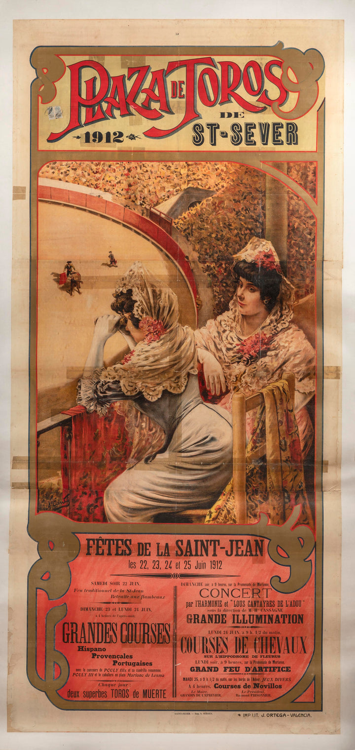 Affiche de corrida Saint-Sever 1912